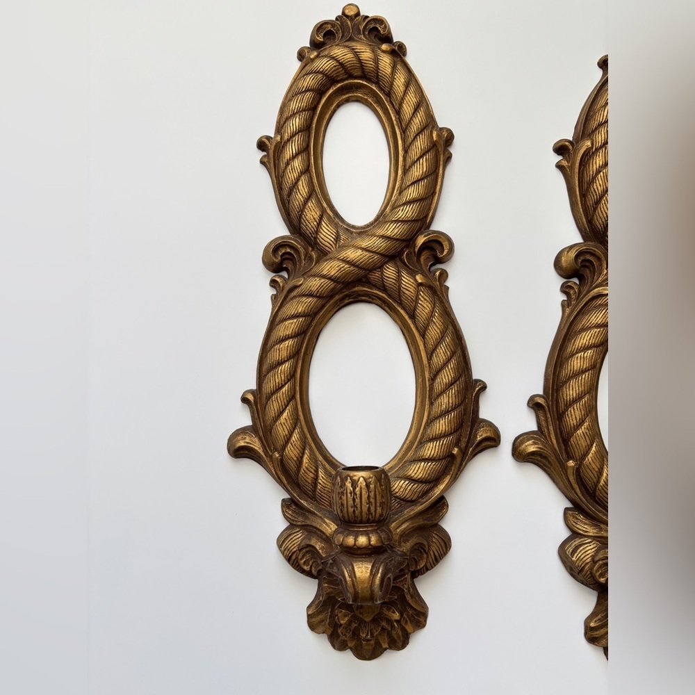 VTG Gold Universal Statuary Corp Wall Sconces Candle Holder Made in USA 1971 - Picture 2 of 13